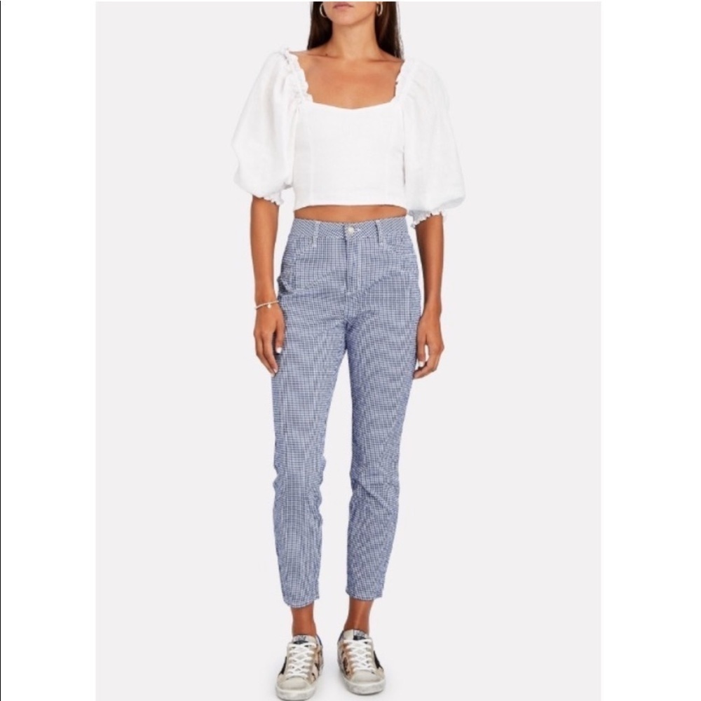 L'Agence Mandy gingham Seersucker High Rise Skinny pants Cropped Ankle checker